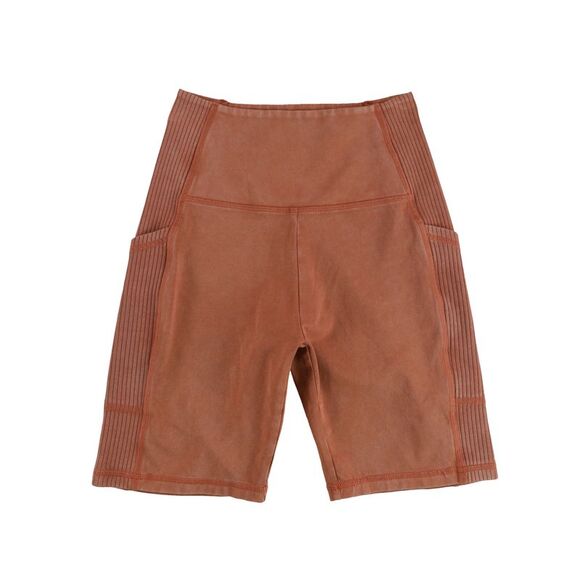 OFFLINE Womens Rib Inset Athletic Workout Shorts, Orange, SAM - Picture 1 of 2